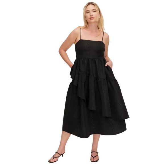 Kate Spade x Target Tiered Ruffle Midi Dress - Black - Size Large - Picture 1 of 8